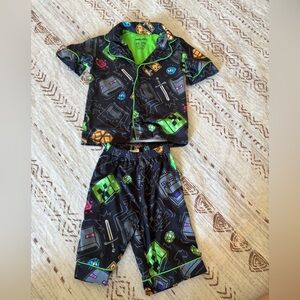 MineCraft Boys Colorful Graphic Button Down 2 Piece Pajama Set with Shorts